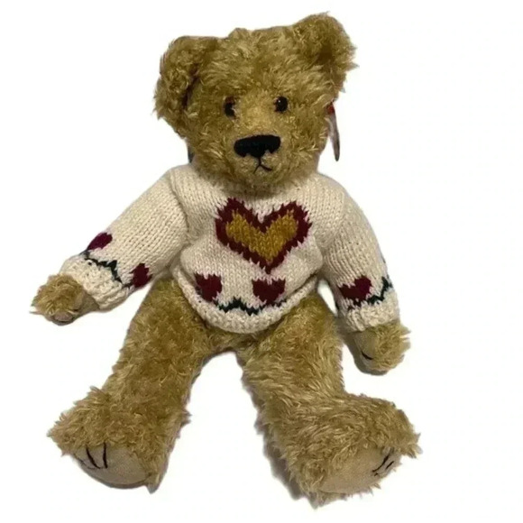 VINTAGE TY Heartley teddy bear with heart sweater - Picture 1 of 8